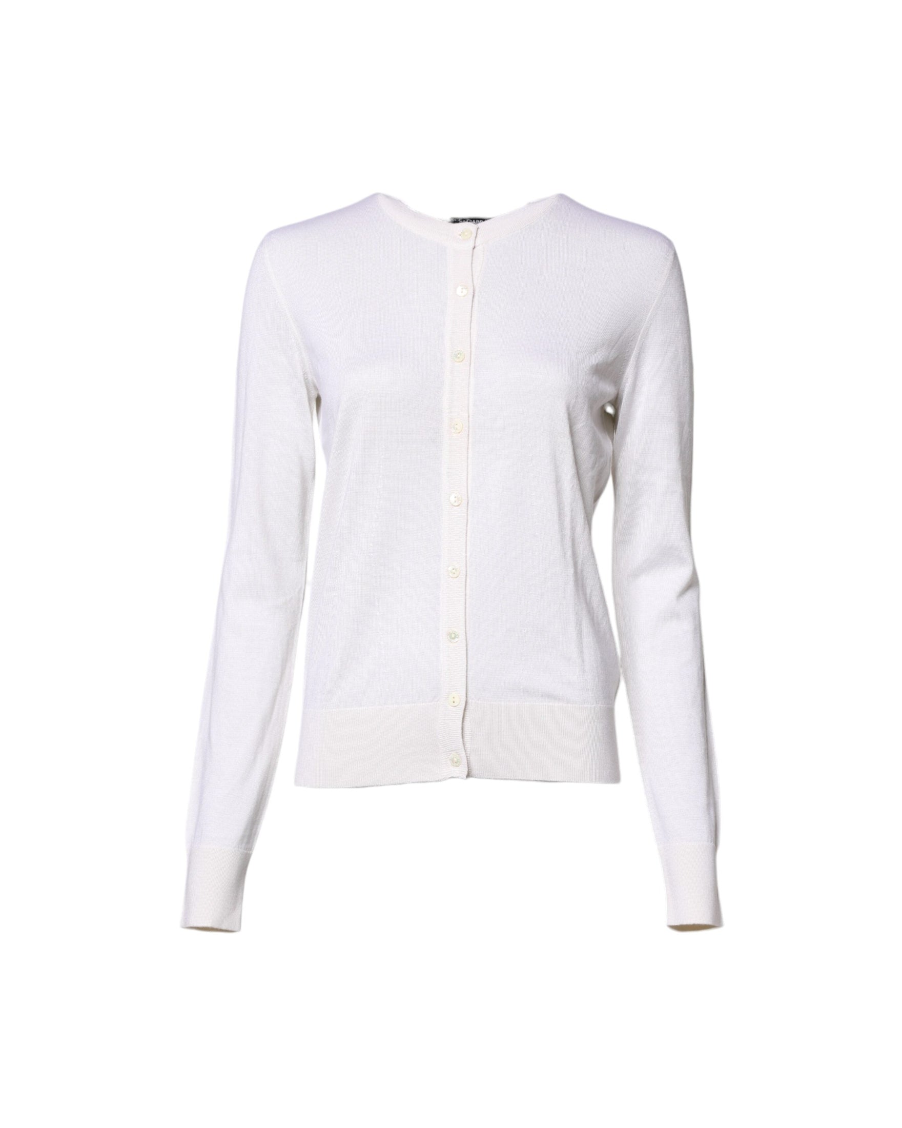 Dolce & Gabbana White Cashmere Crew Neck Top Cardigan Sweater Glam Steals