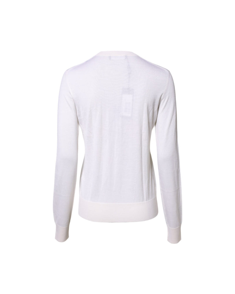 Dolce & Gabbana White Cashmere Crew Neck Top Cardigan Sweater Glam Steals