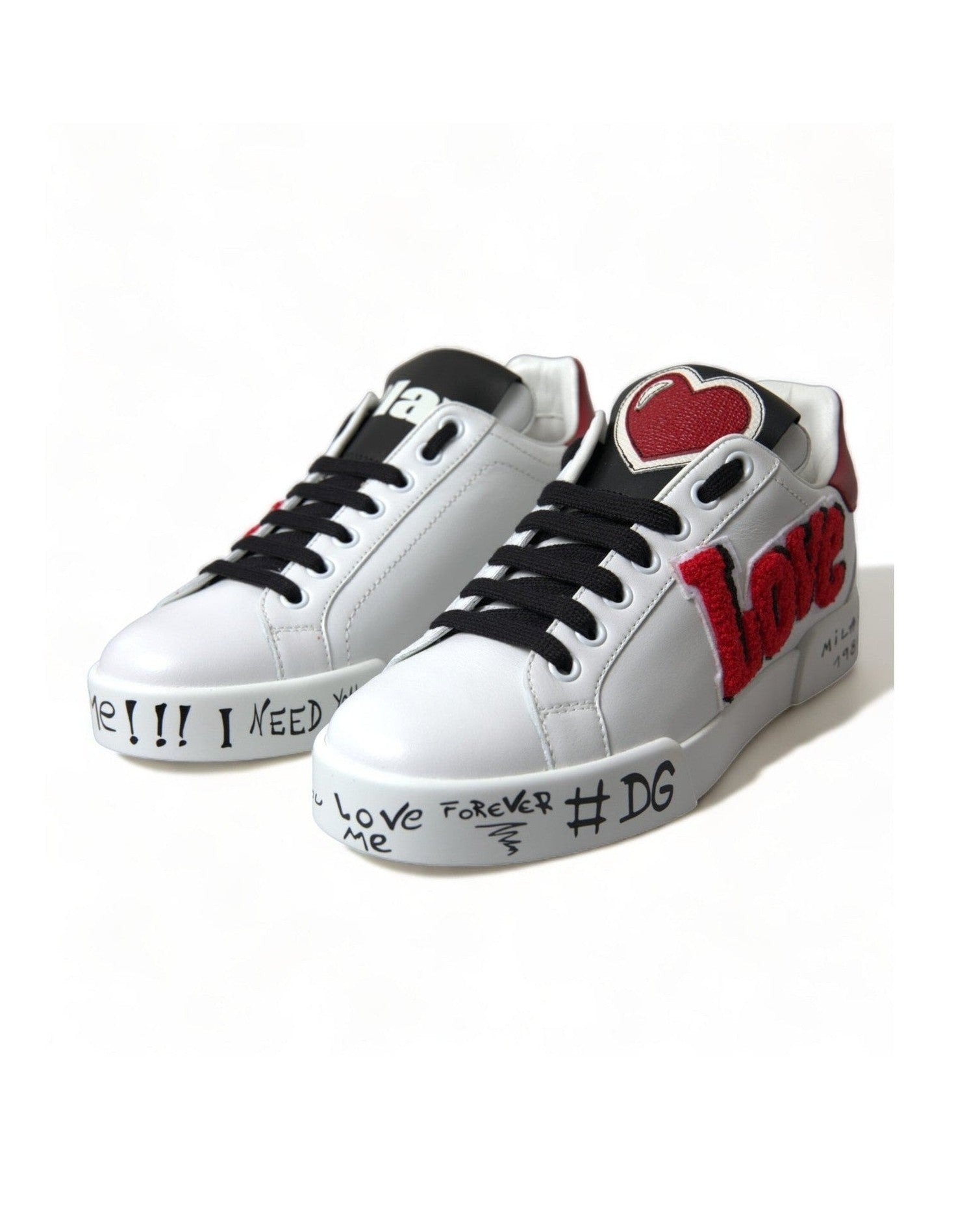 Dolce & Gabbana Chic Portofino Leather White Sneakers Glam Steals