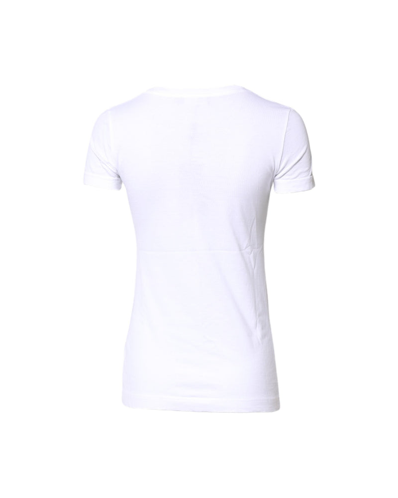 Dolce & Gabbana White Cotton Crew Neck Short Sleeves T-shirt Glam Steals