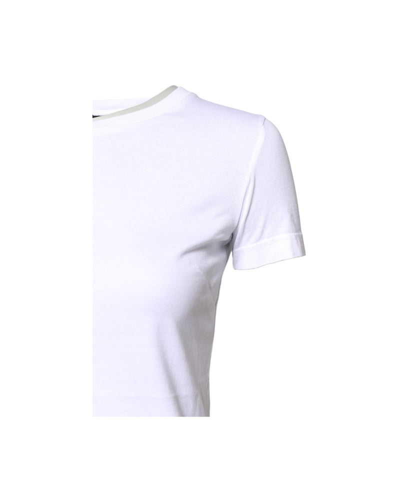 Dolce & Gabbana White Cotton Crew Neck Short Sleeves T-shirt Glam Steals