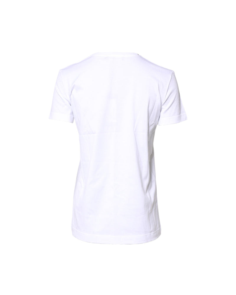 Dolce & Gabbana White Cotton Crew Neck Short Sleeves T-shirt Glam Steals