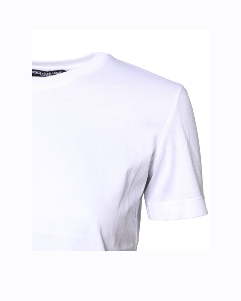 Dolce & Gabbana White Cotton Crew Neck Short Sleeves T-shirt Glam Steals