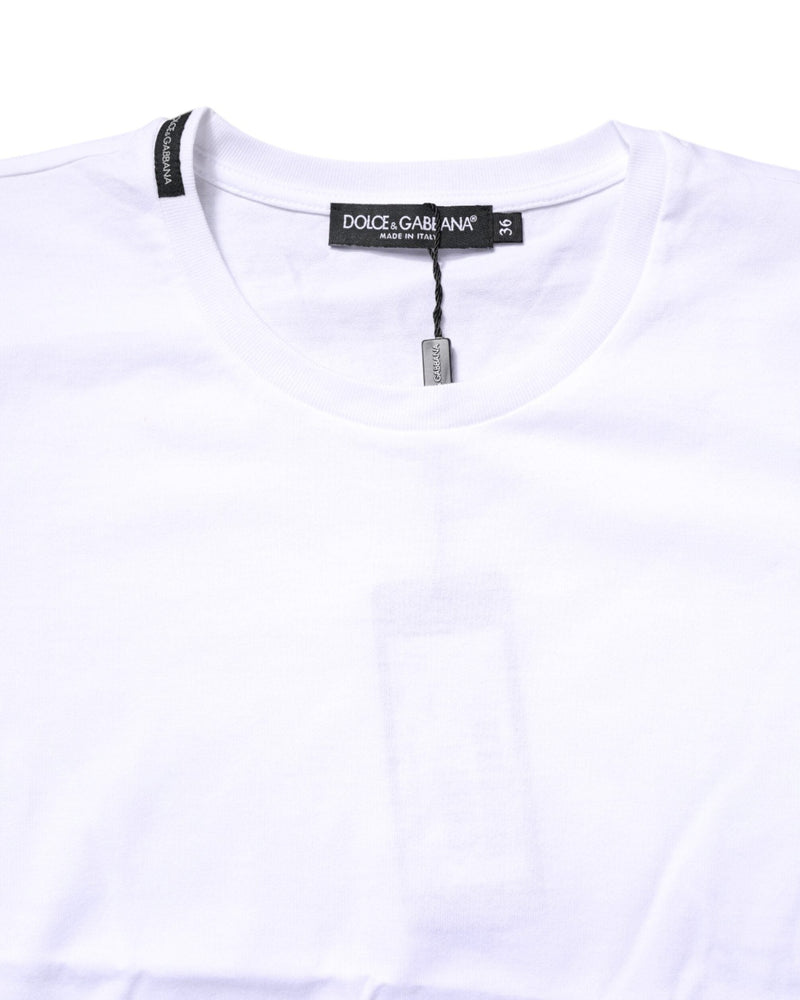 Dolce & Gabbana White Cotton Crew Neck Short Sleeves T-shirt Glam Steals