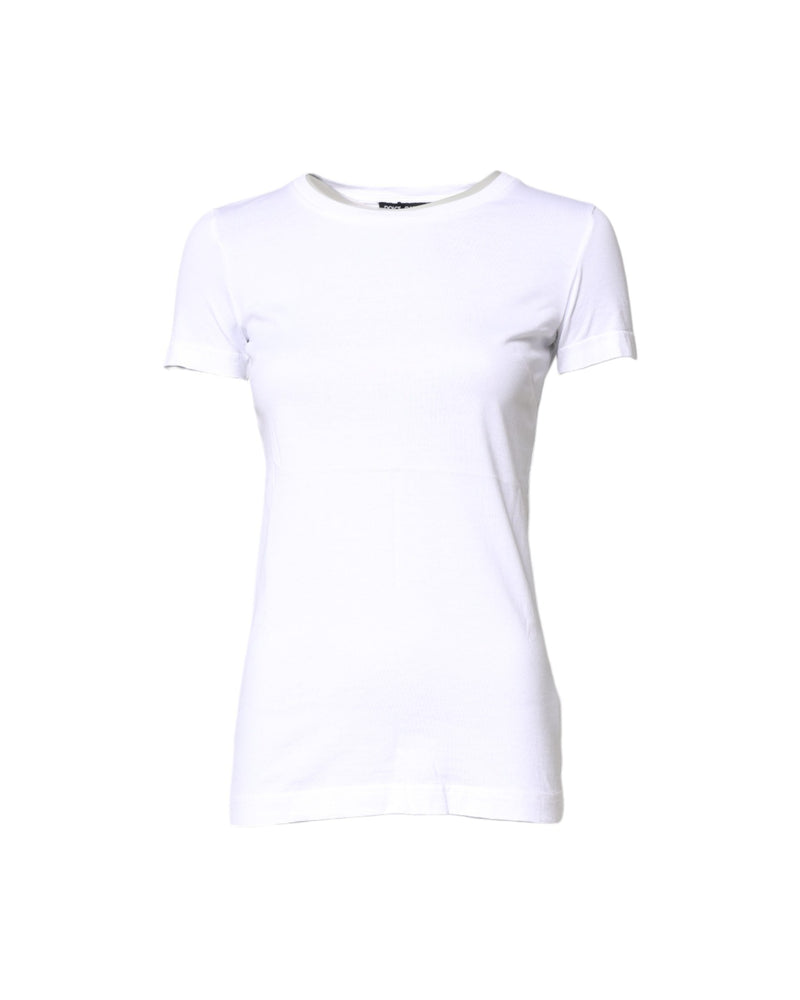 Dolce & Gabbana White Cotton Crew Neck Short Sleeves T-shirt Glam Steals