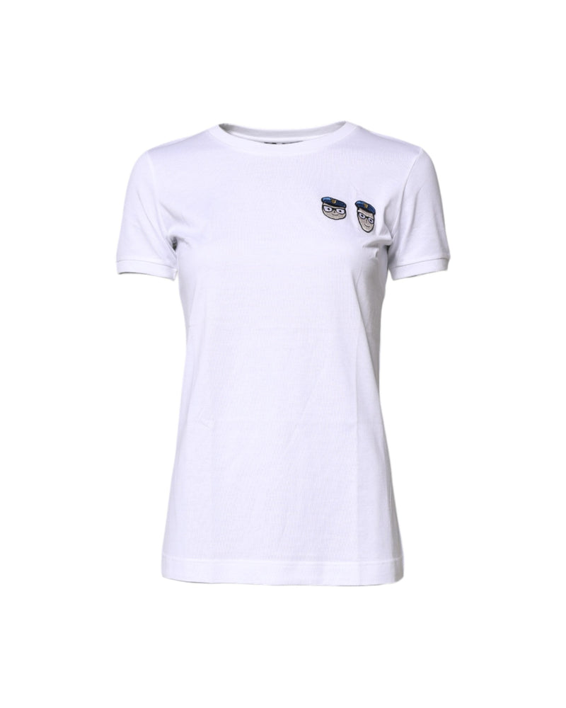 Dolce & Gabbana White Cotton Crew Neck T-shirt Glam Steals