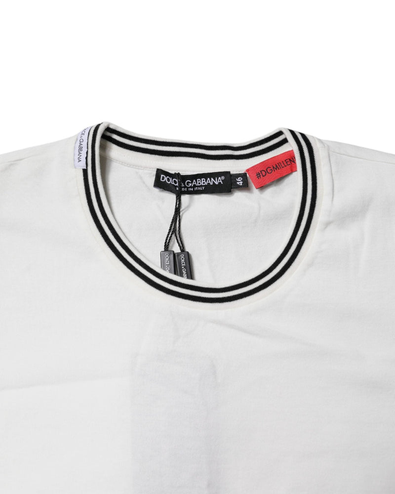 Dolce & Gabbana White Cotton Crewneck T-shirt Glam Steals