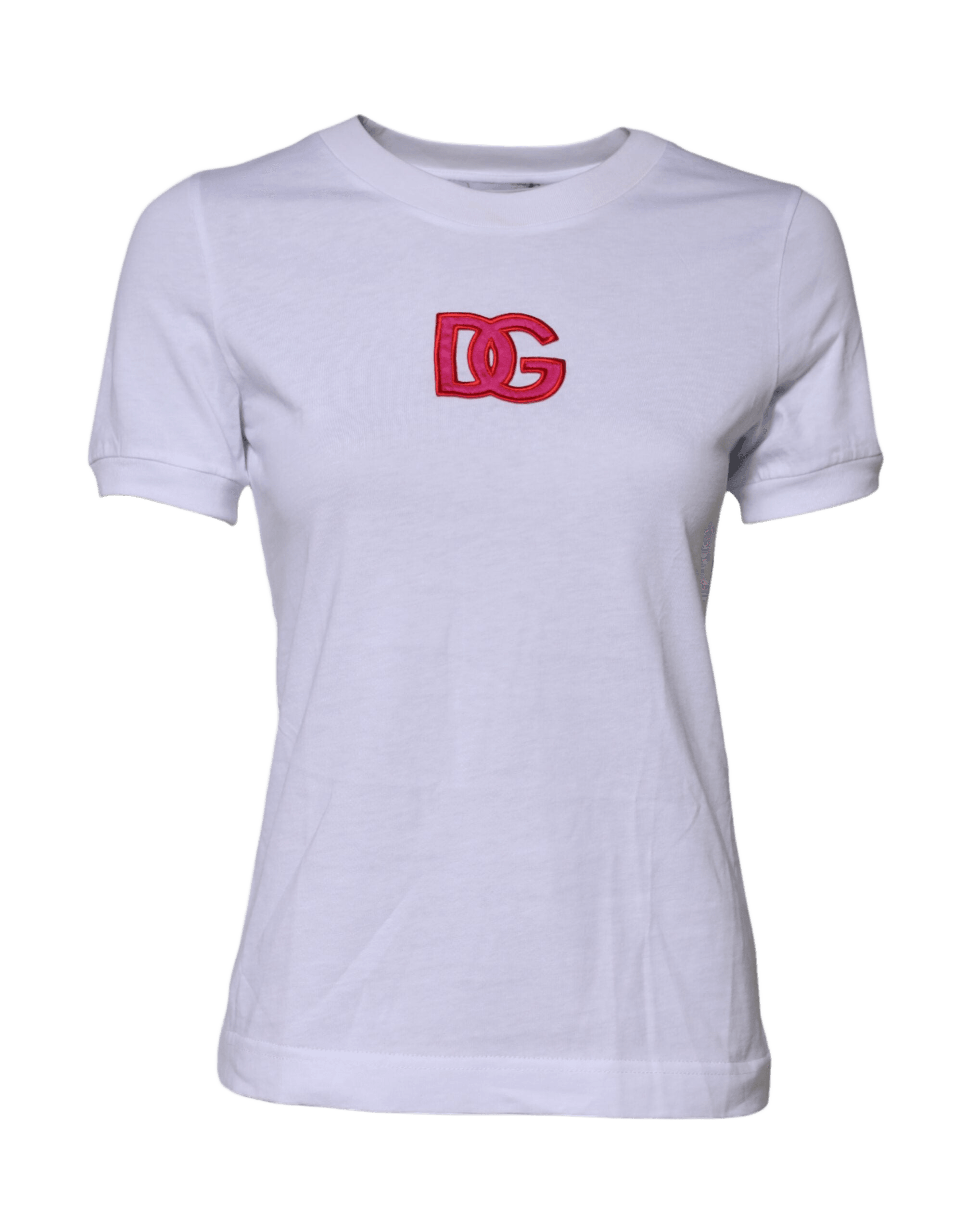 Dolce & Gabbana White Cotton Dg Logo Embroidery Top T-Shirt Glam Steals