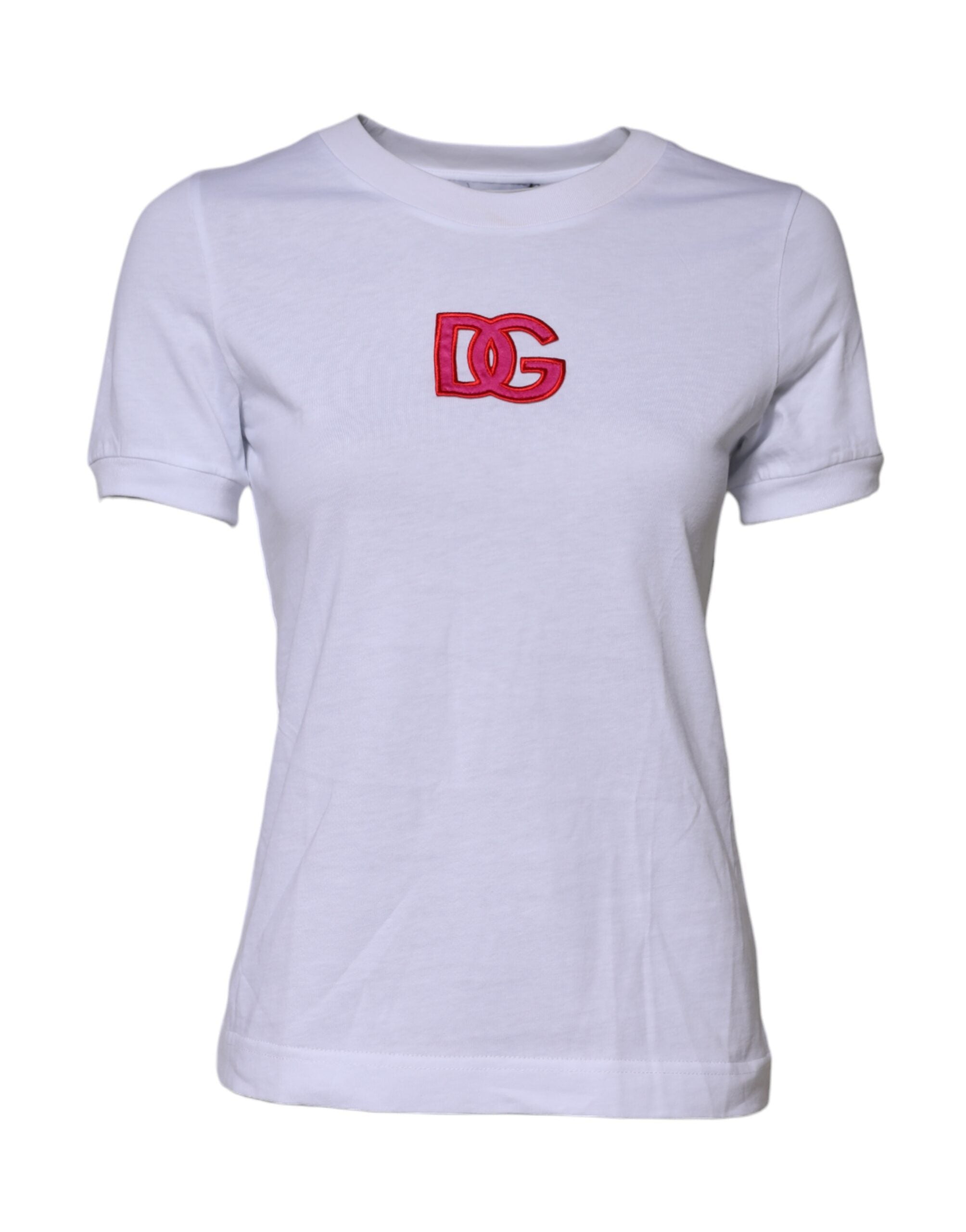 Dolce & Gabbana White Cotton Dg Logo Embroidery Top T-Shirt Glam Steals
