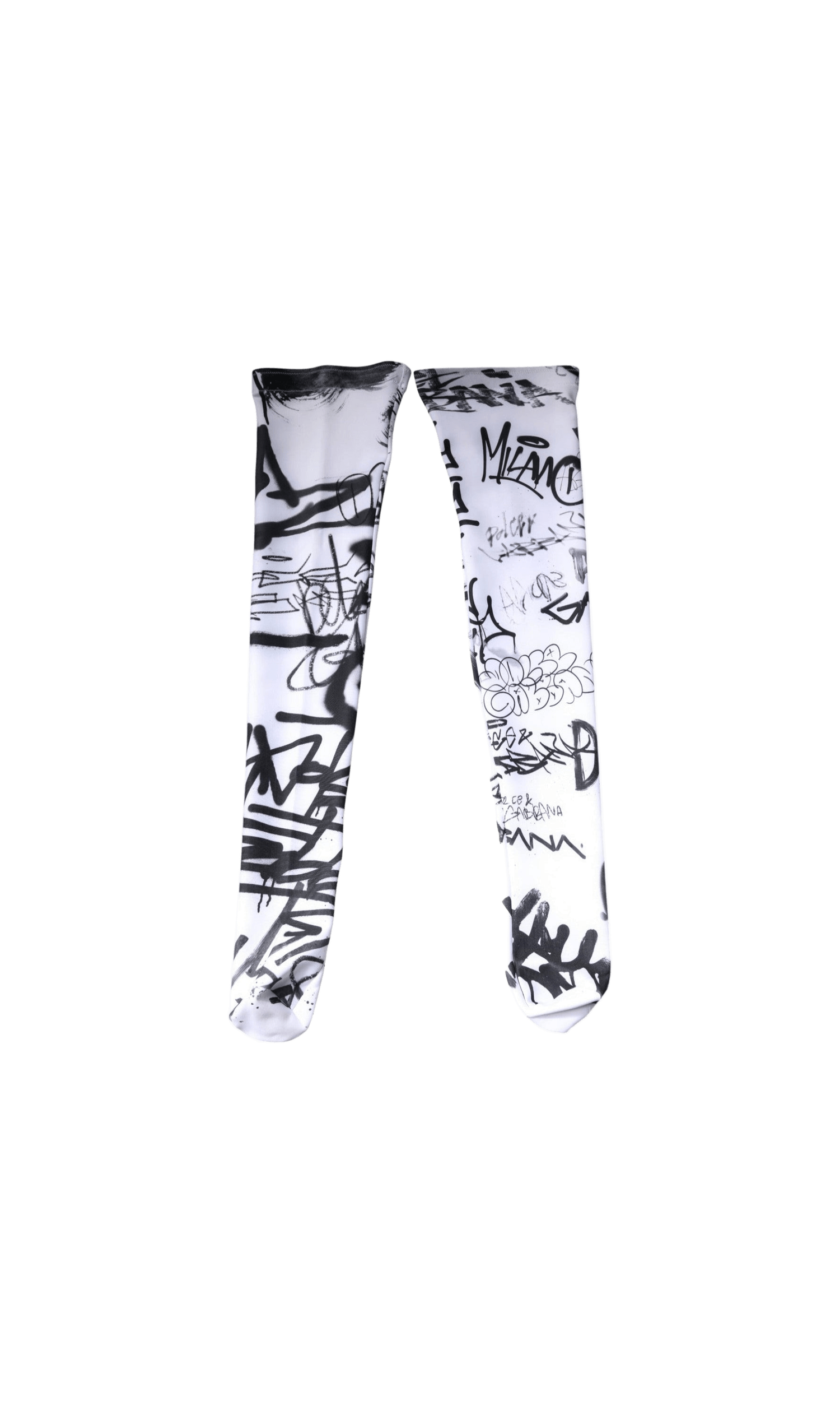 Dolce & Gabbana White Cotton Graffiti Over Calf Stockings Socks Glam Steals