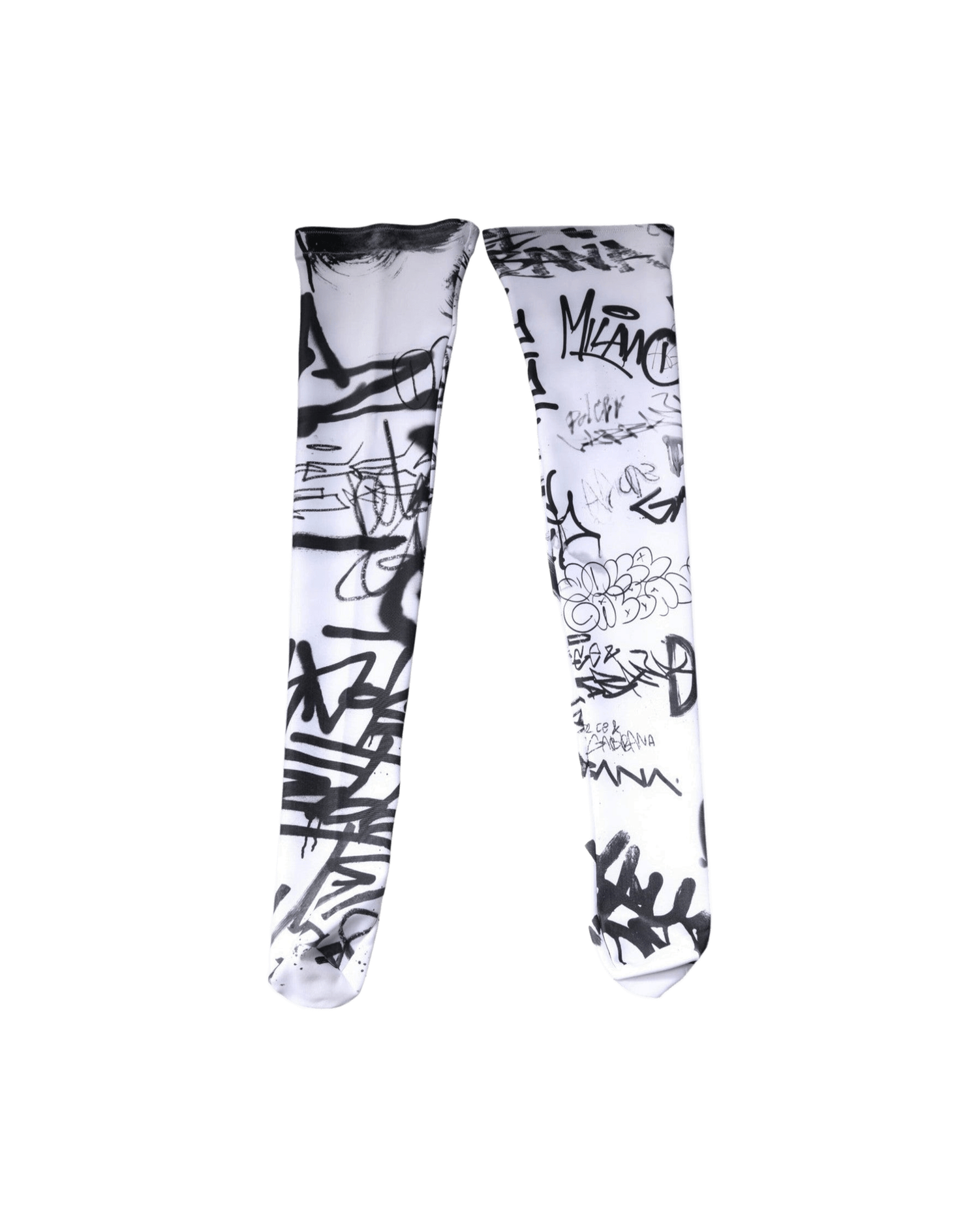 Dolce & Gabbana White Cotton Graffiti Over Calf Stockings Socks Glam Steals