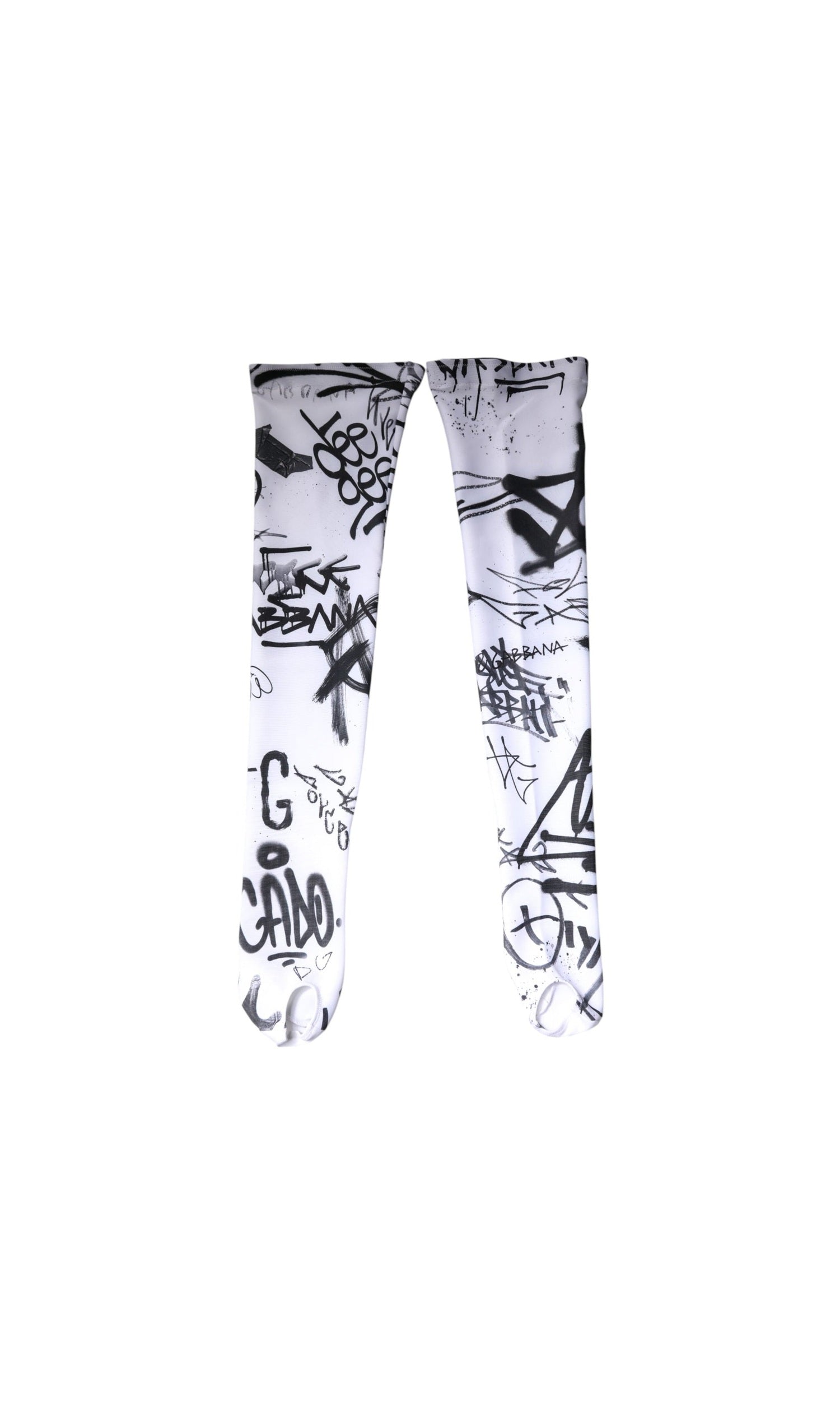 Dolce & Gabbana White Cotton Graffiti Over Calf Stockings Socks Glam Steals