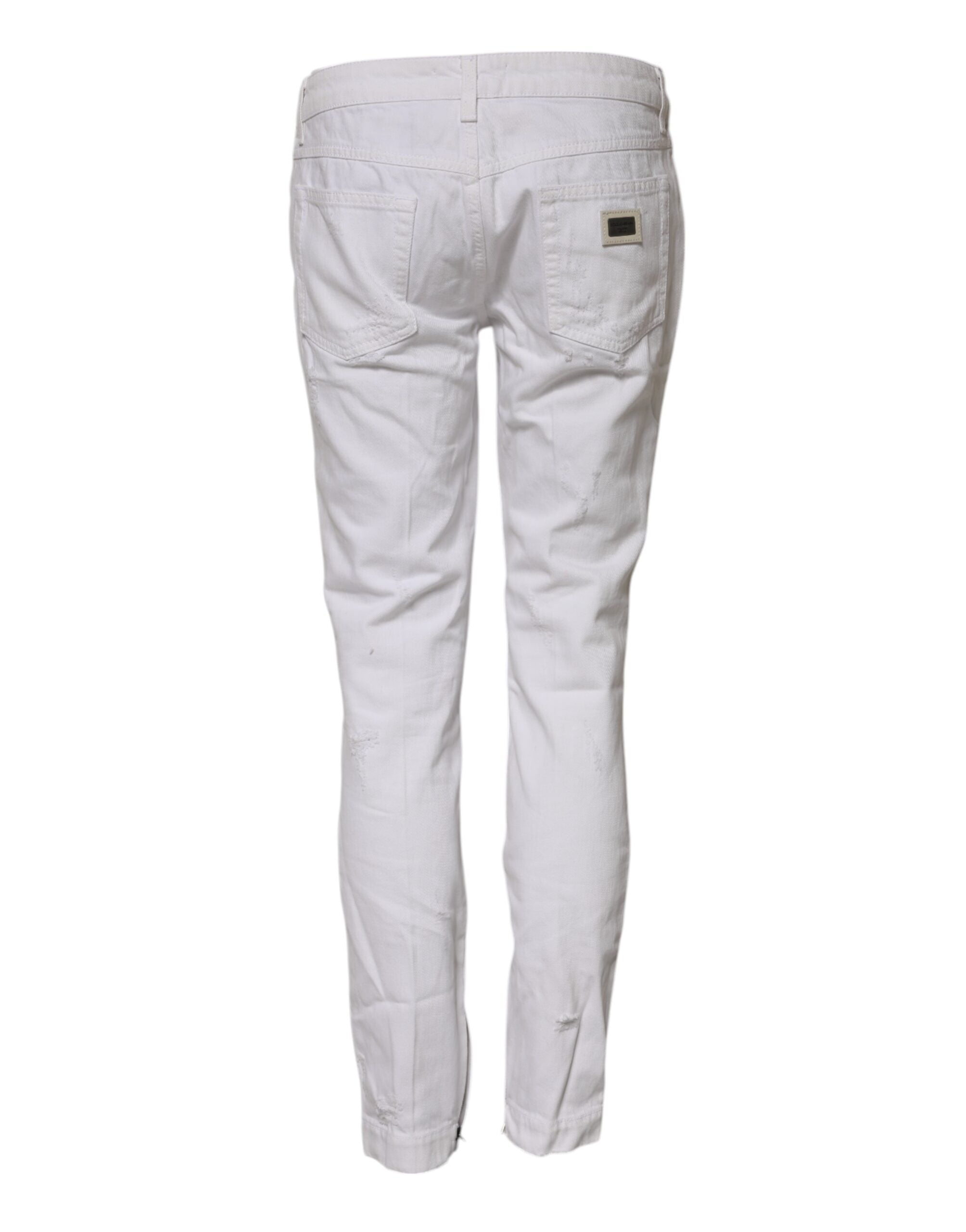Dolce & Gabbana White Cotton Mid Waisted Women Denim Jeans Glam Steals