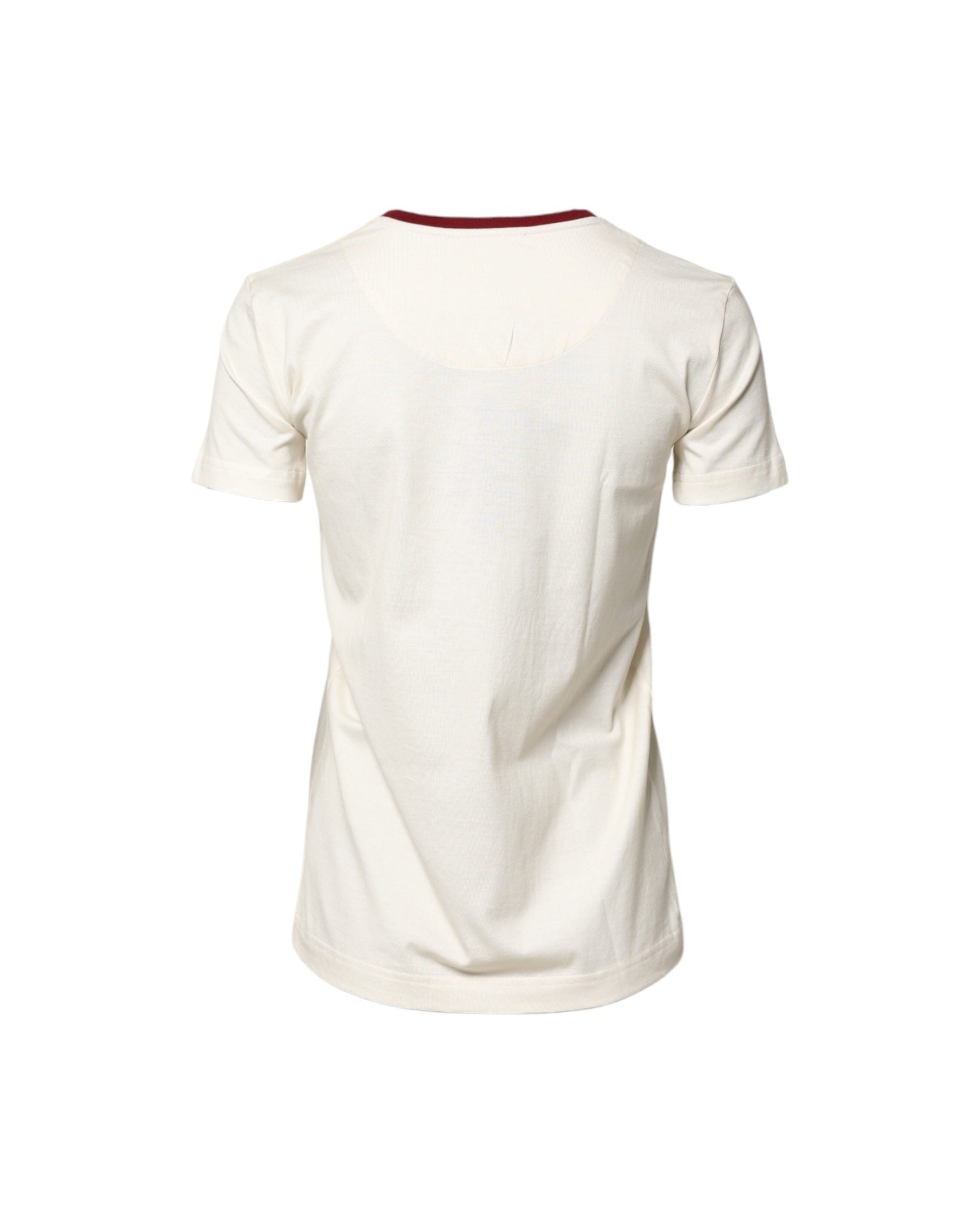 Dolce & Gabbana White Cotton Print Short Sleeves Top T-shirt Glam Steals
