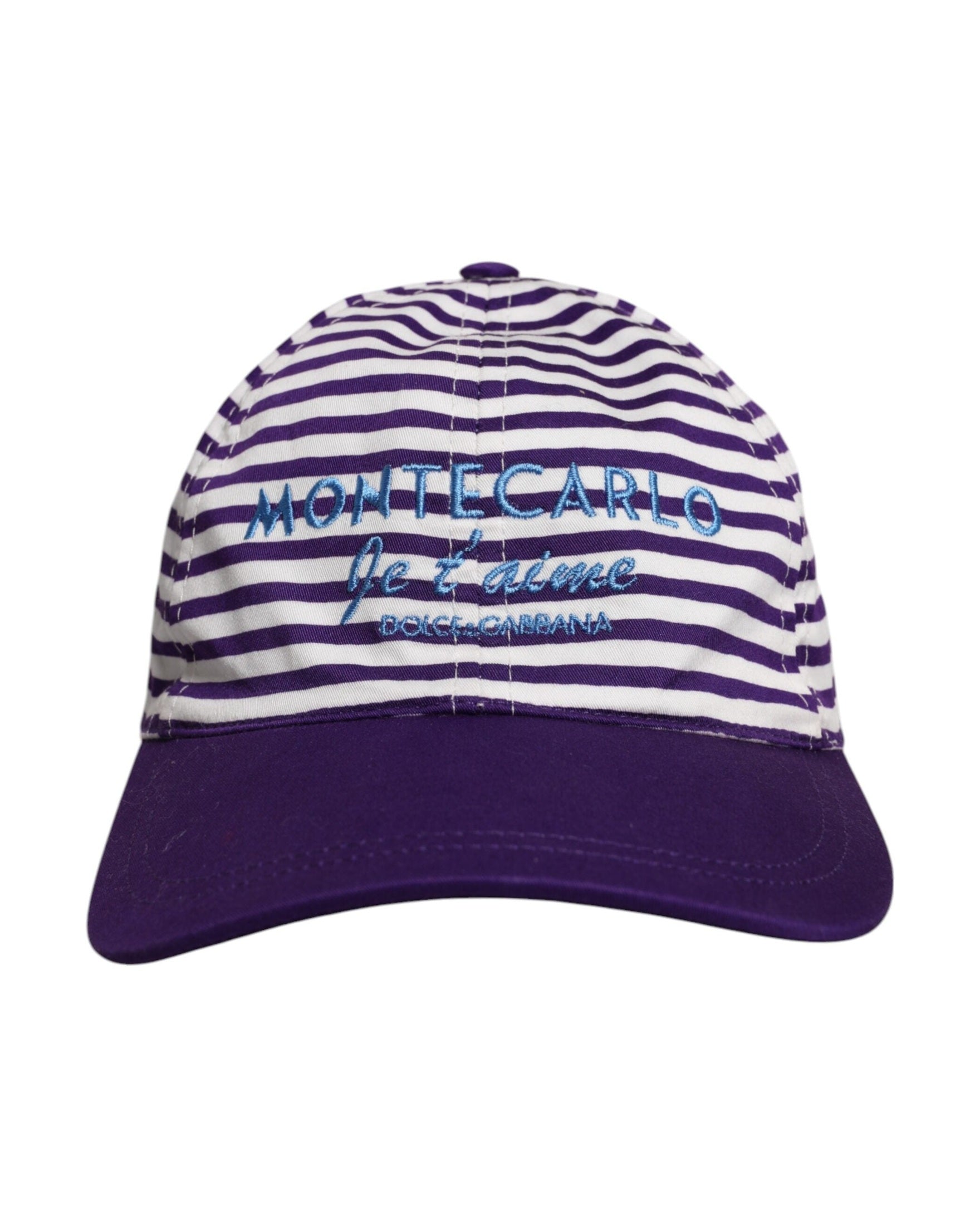 Dolce & Gabbana White Cotton Purple Stripe Women Baseball Cap Glam Steals