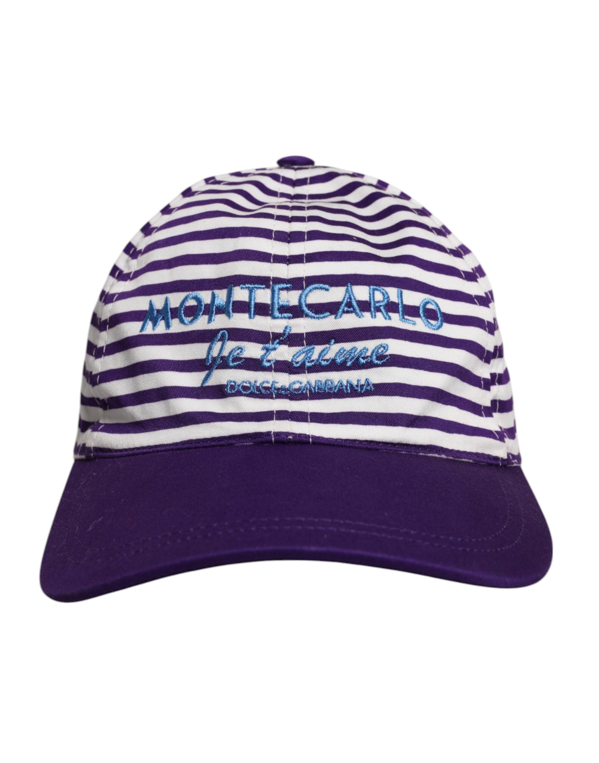 Dolce & Gabbana White Cotton Purple Stripe Women Baseball Cap Glam Steals