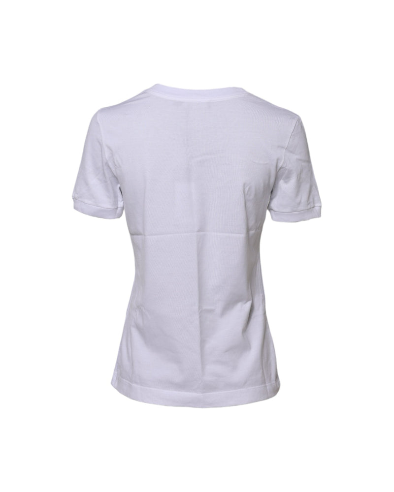 Dolce & Gabbana White Cotton Round Neck Short Sleeves T-shirt Glam Steals