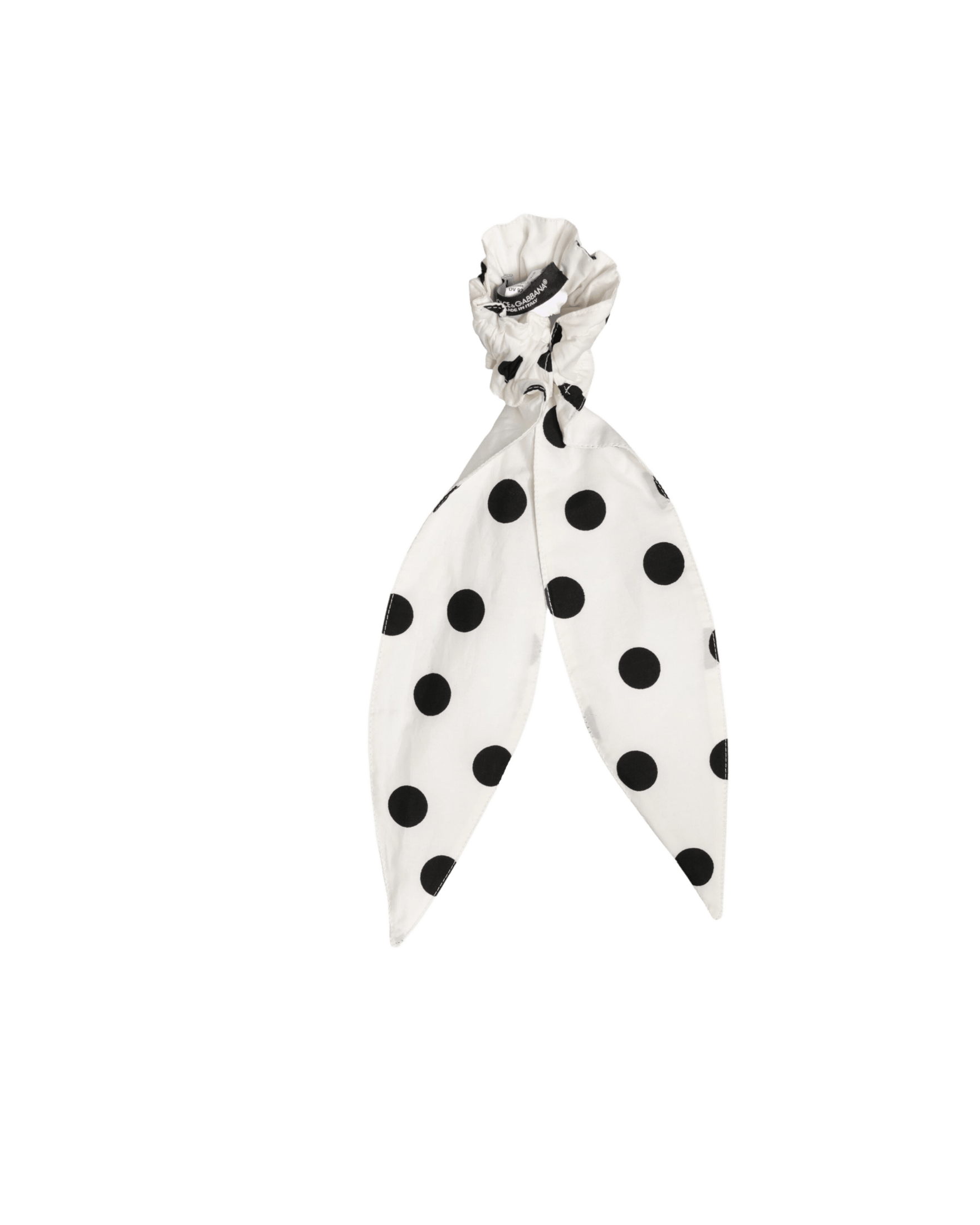 Dolce & Gabbana White Cotton Scrunchie Polka Dot Scarf Tie Accessory Hair Glam Steals