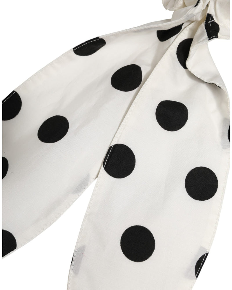 Dolce & Gabbana White Cotton Scrunchie Polka Dot Scarf Tie Accessory Hair Glam Steals