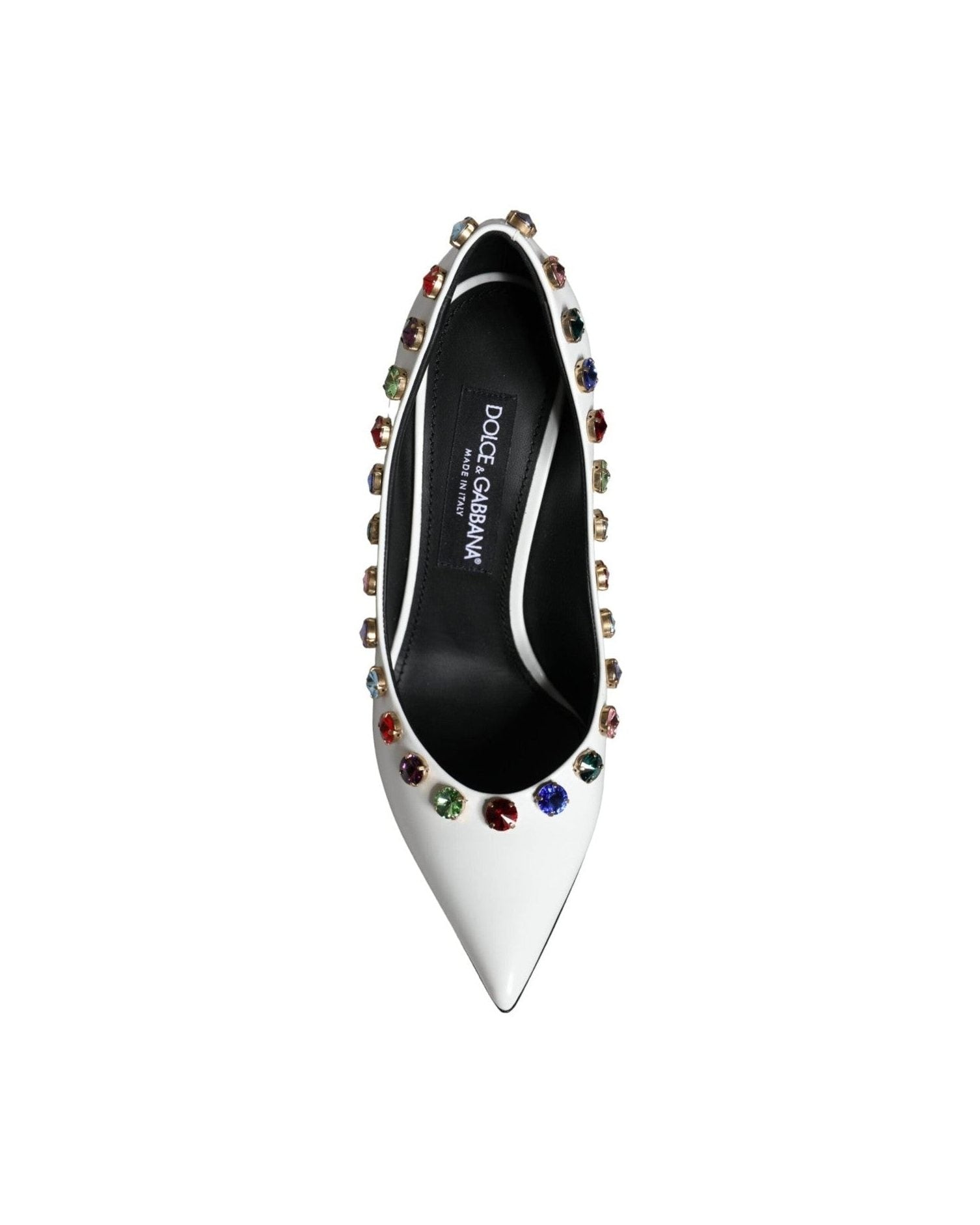 Dolce & Gabbana White Crystal Leather High Heels Pumps Shoes Heels