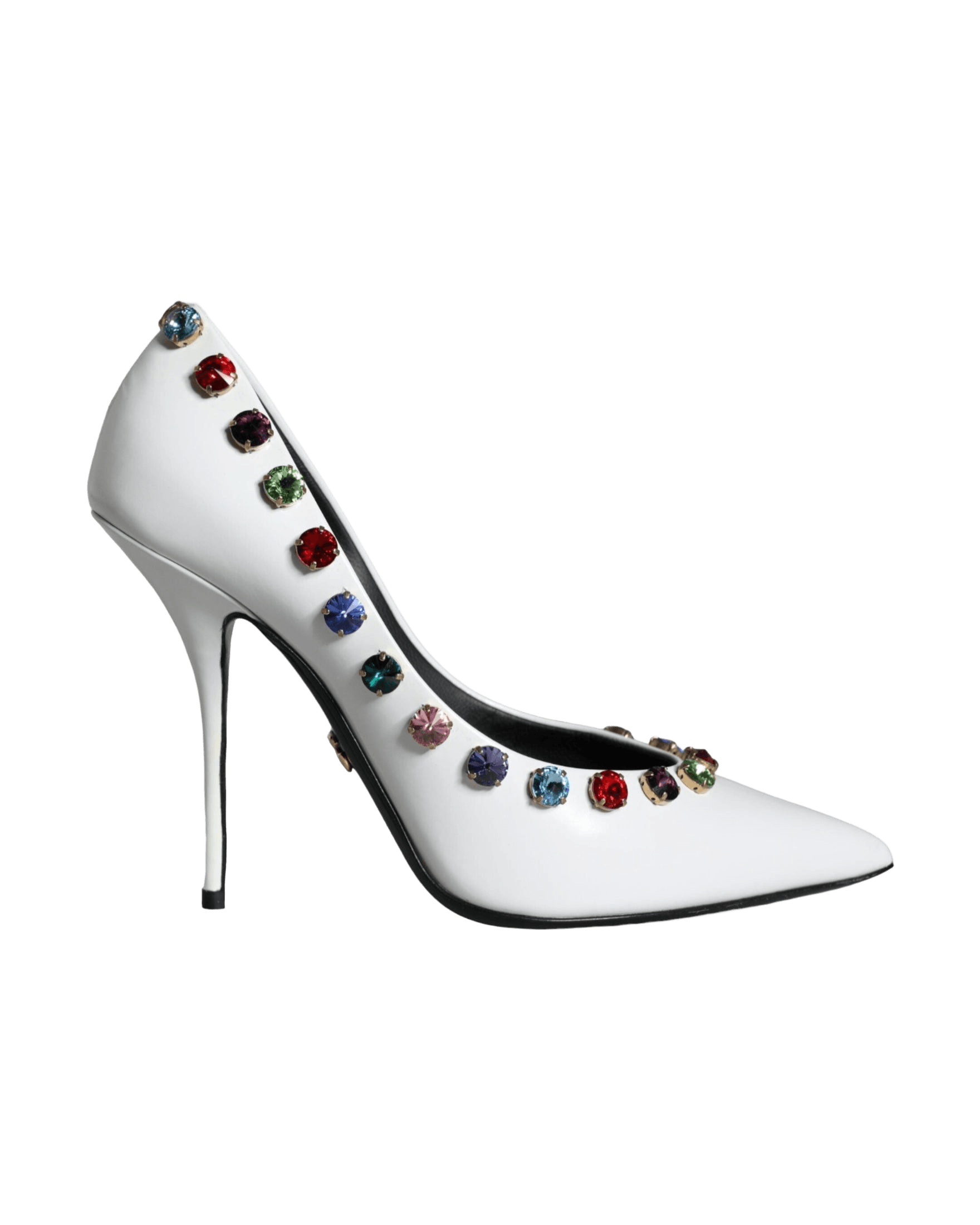 Dolce & Gabbana White Crystal Leather High Heels Pumps Shoes Glam Steals