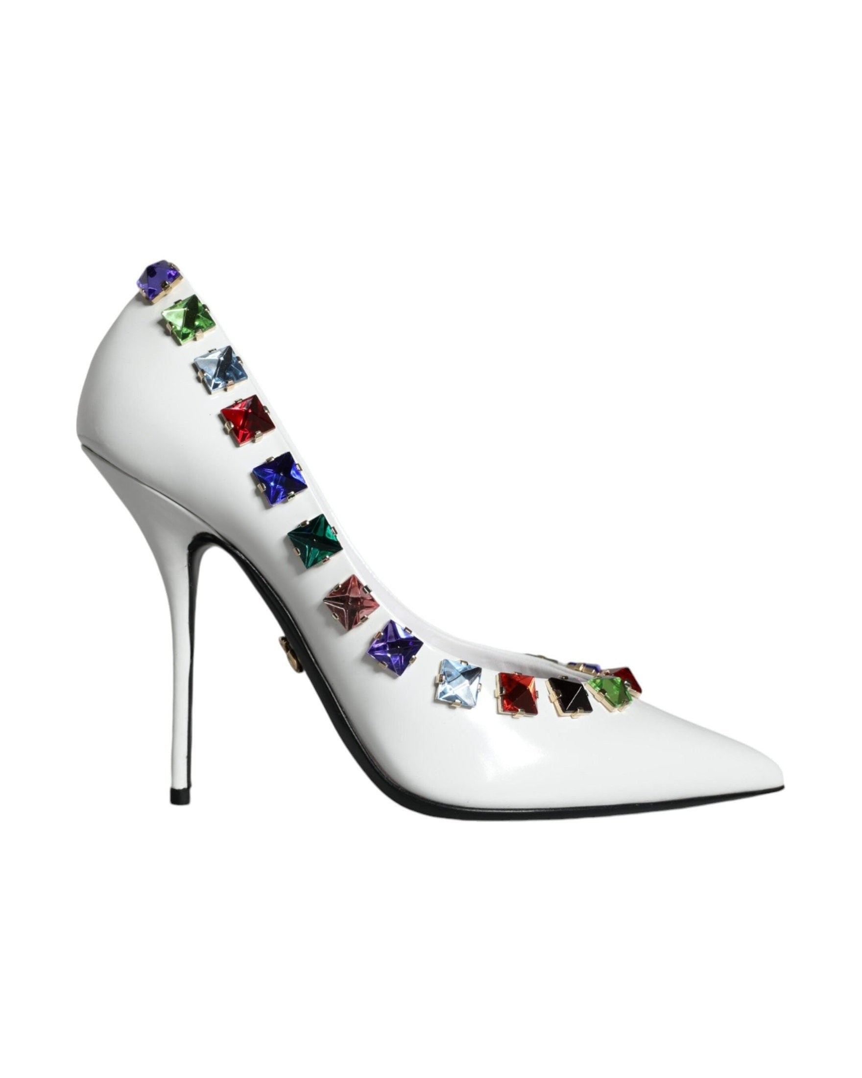 Dolce & Gabbana White Crystals Leather High Heels Pumps Shoes Glam Steals
