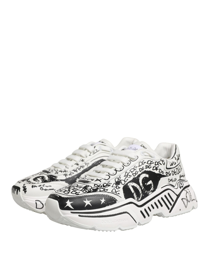 Dolce & Gabbana White Daymaster Graffiti Low Top Sneakers Shoes Glam Steals
