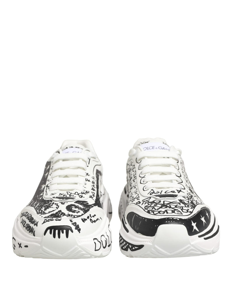 Dolce & Gabbana White Daymaster Graffiti Low Top Sneakers Shoes Glam Steals