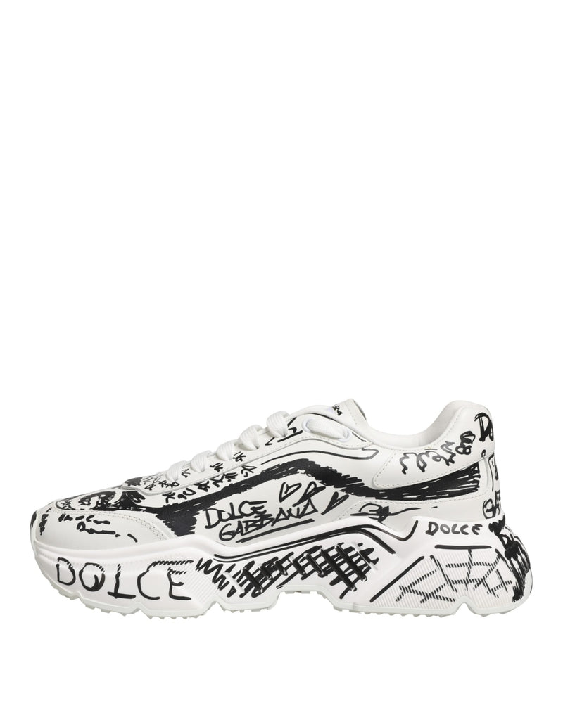 Dolce & Gabbana White Daymaster Graffiti Low Top Sneakers Shoes Glam Steals