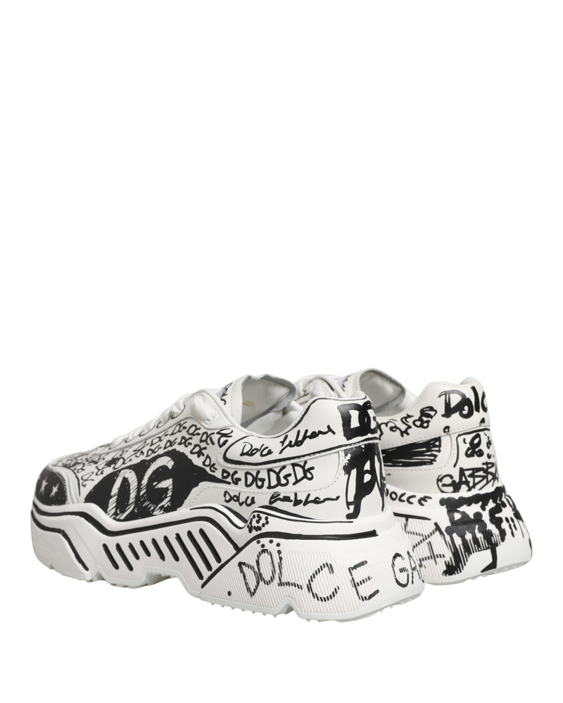 Dolce & Gabbana White Daymaster Graffiti Low Top Sneakers Shoes Glam Steals