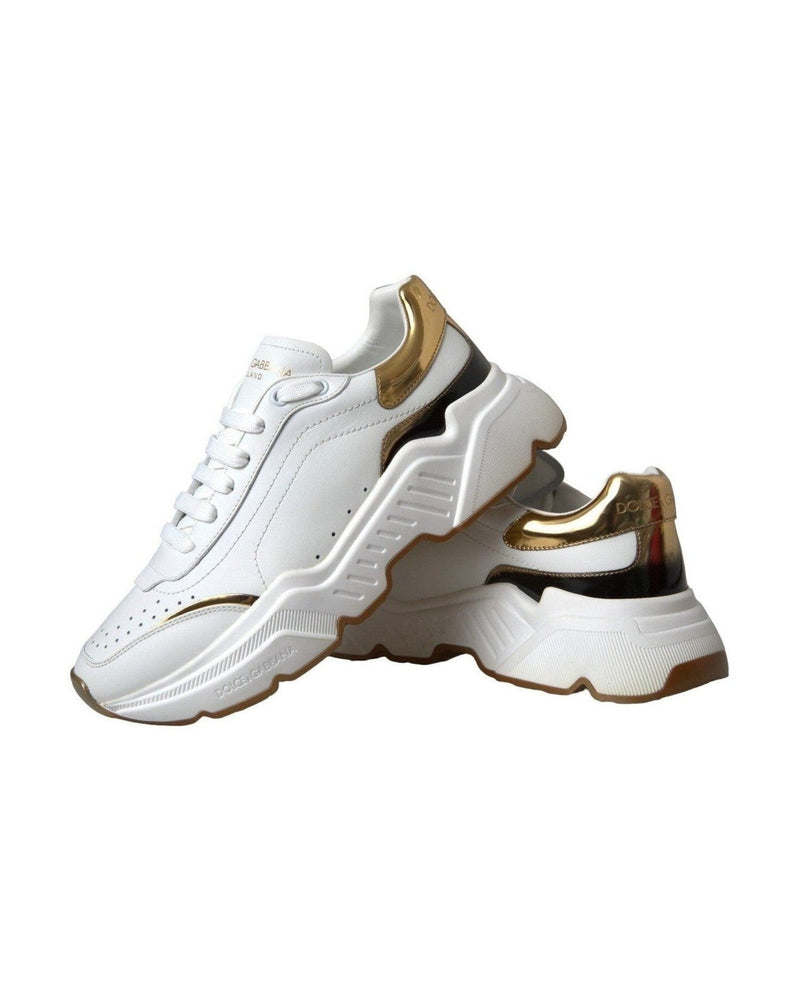 Dolce & Gabbana White Gold Daymaster Leather Sneakers Shoes Glam Steals