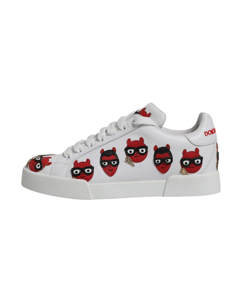 Dolce & Gabbana White Devil Face Portofino Sneakers Shoes Sneakers