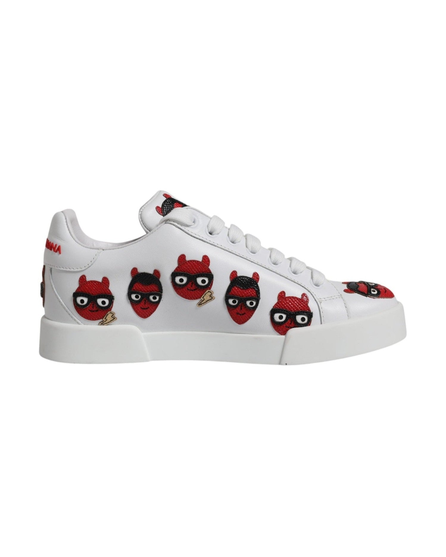 Dolce & Gabbana White Devil Face Portofino Sneakers Shoes Sneakers