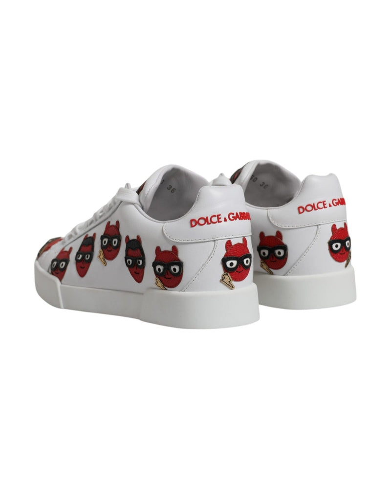 Dolce & Gabbana White Devil Face Portofino Sneakers Shoes Sneakers