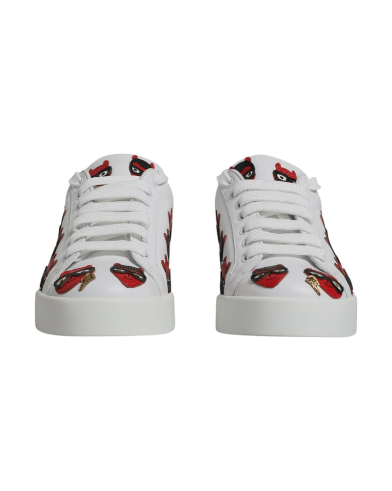Dolce & Gabbana White Devil Face Portofino Sneakers Shoes Sneakers