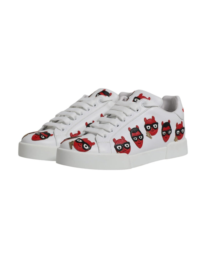 Dolce & Gabbana White Devil Face Portofino Sneakers Shoes Glam Steals