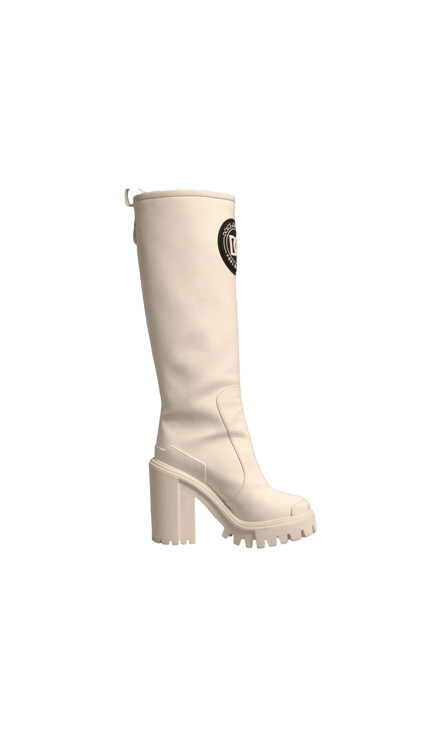 Dolce & Gabbana White Dg Logo Hi Trekking Plateau Biker Boots Shoes Glam Steals