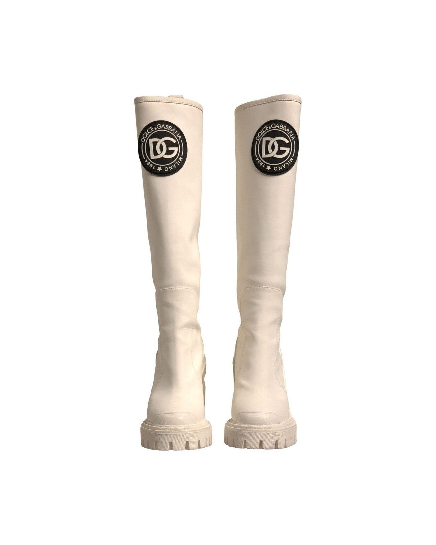 Dolce & Gabbana White Dg Logo Hi Trekking Plateau Biker Boots Shoes Glam Steals