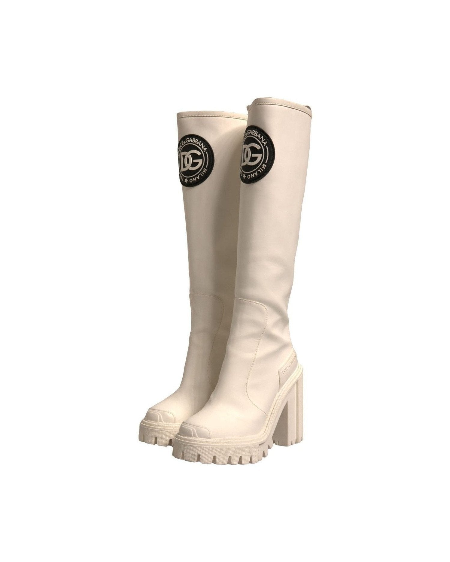 Dolce & Gabbana White Dg Logo Hi Trekking Plateau Biker Boots Shoes Glam Steals