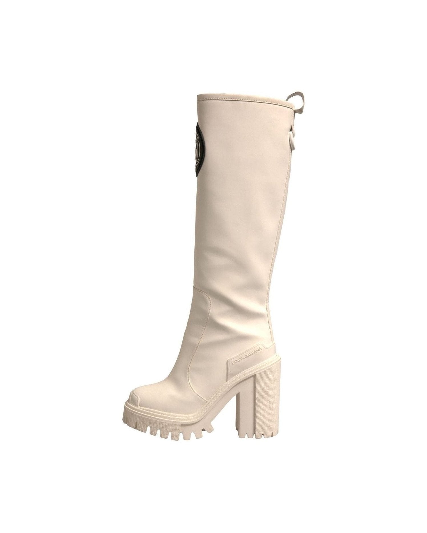 Dolce & Gabbana White Dg Logo Hi Trekking Plateau Biker Boots Shoes Glam Steals