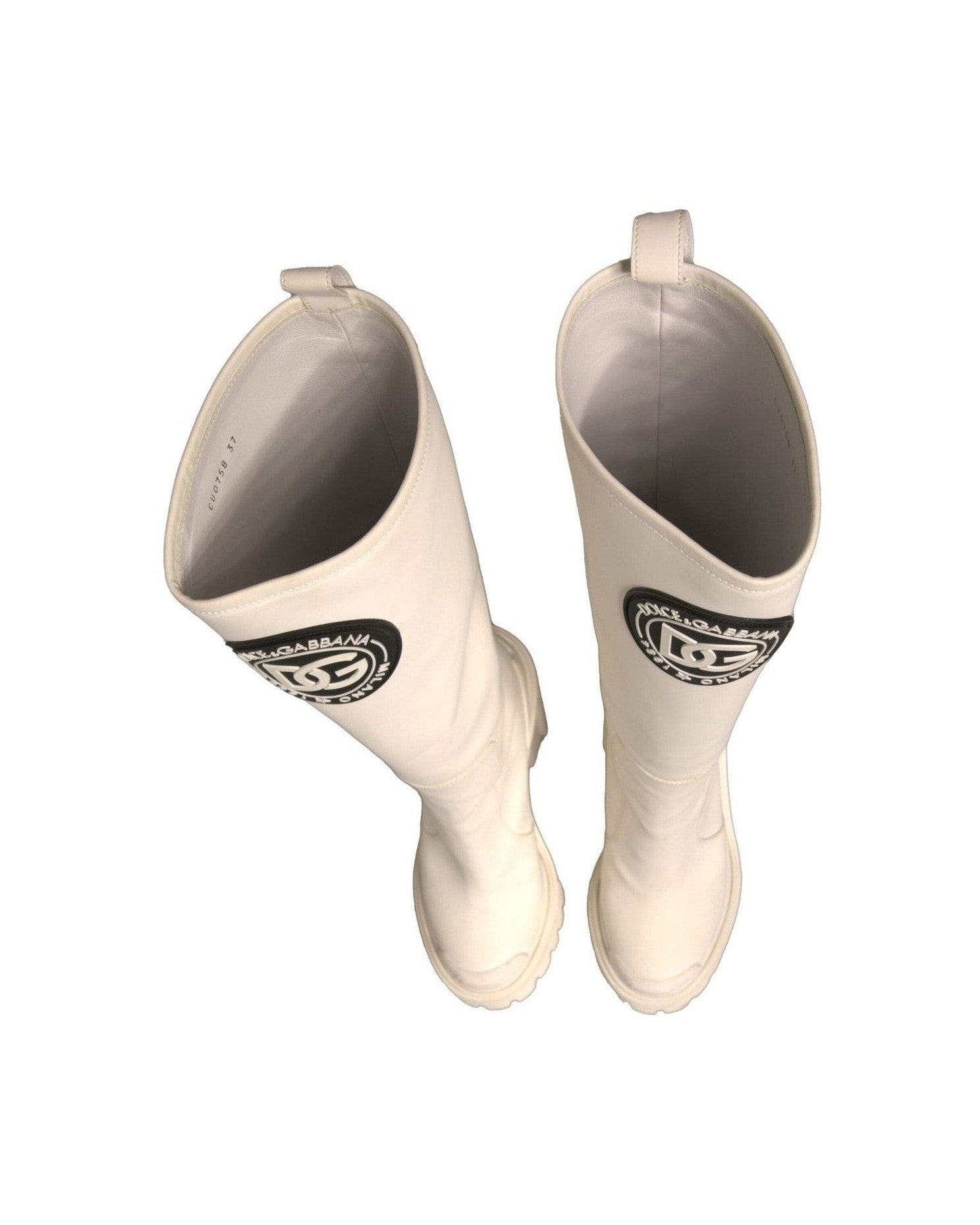 Dolce & Gabbana White Dg Logo Hi Trekking Plateau Biker Boots Shoes Glam Steals