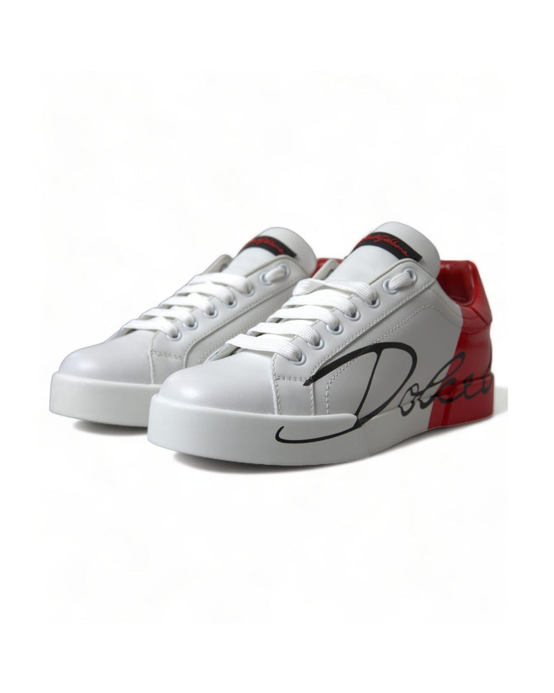 Dolce & Gabbana Elegant Leather Portofino White Sneakers Glam Steals