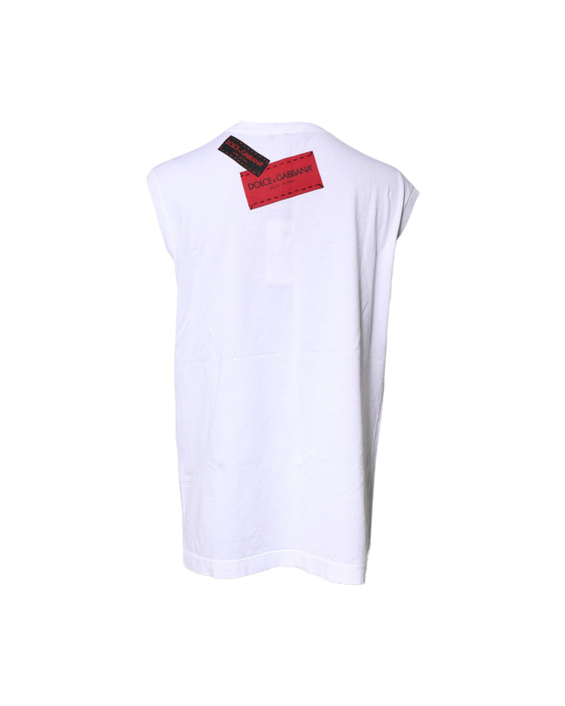 Dolce & Gabbana White Floral Graphic Print Sleeveless Tank Top Glam Steals