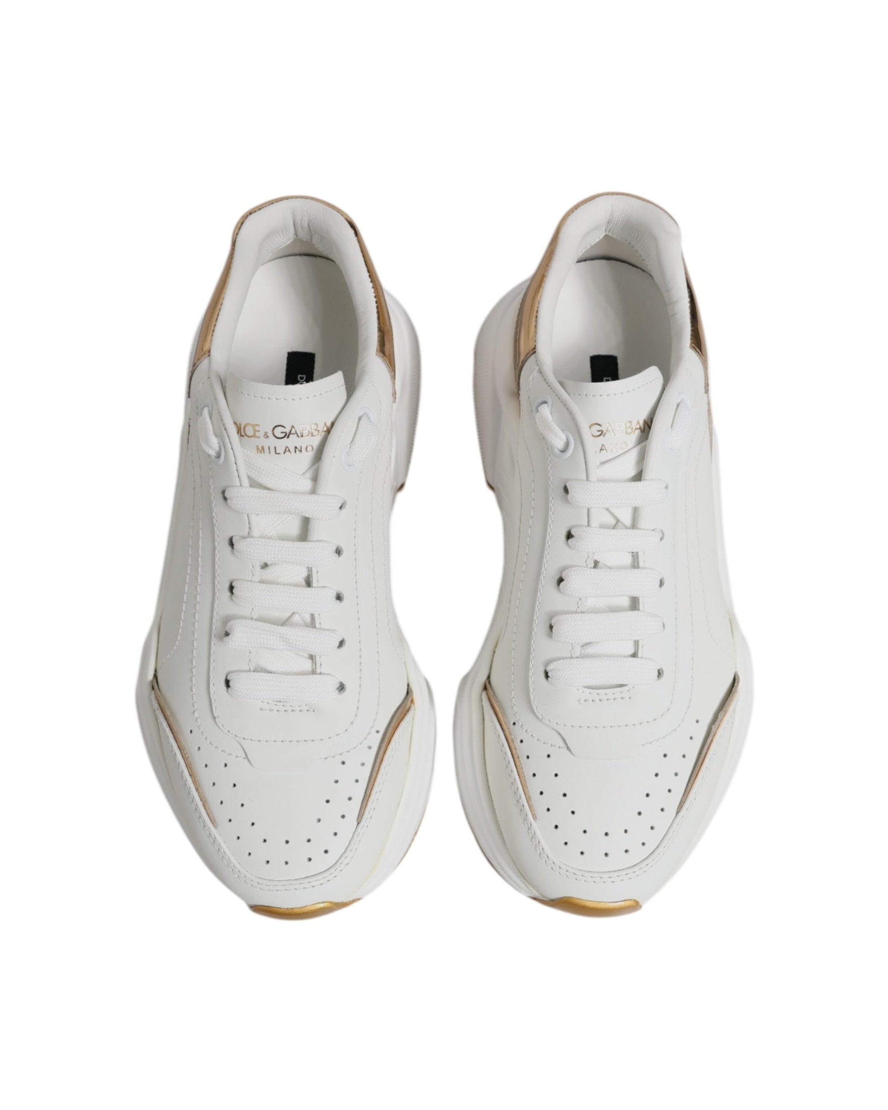 Dolce & Gabbana White Gold Daymaster Low Top Sneakers Shoes Glam Steals