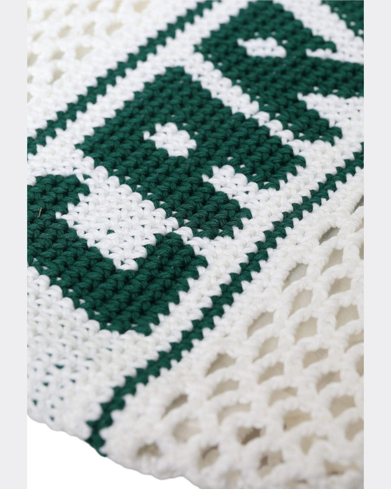 Dolce & Gabbana Knitted Cotton Logo Shopping Tote White Green Bag Glam Steals