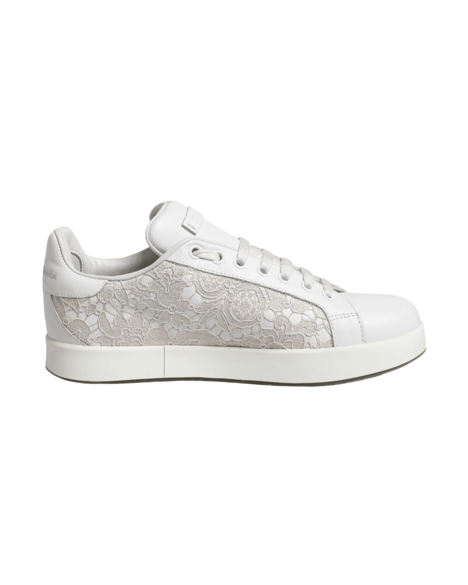 Dolce & Gabbana White Lace Leather Low Top Sneaker Shoes Glam Steals