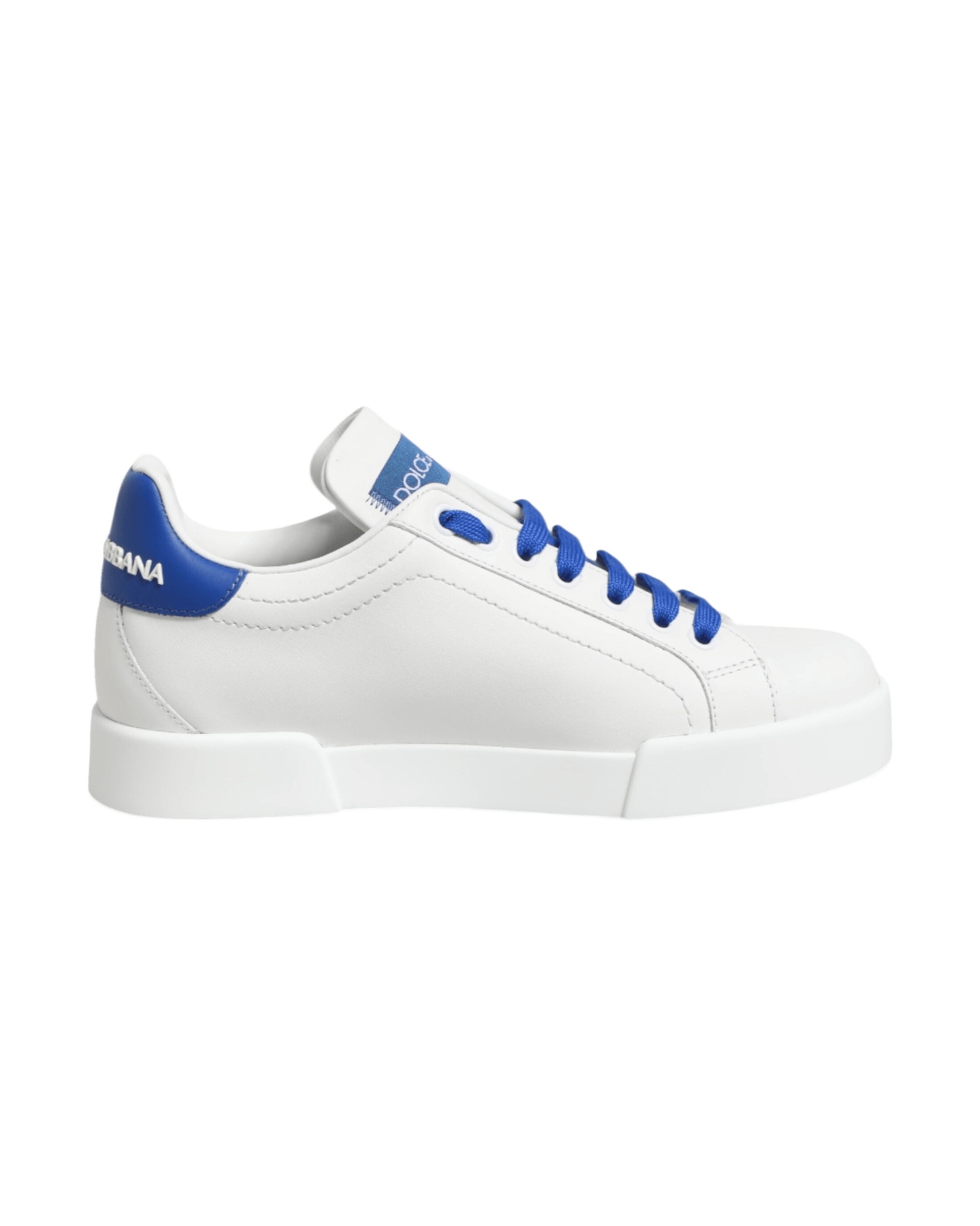 Dolce & Gabbana White Leather Blue Low Top Sneakers Shoes Glam Steals