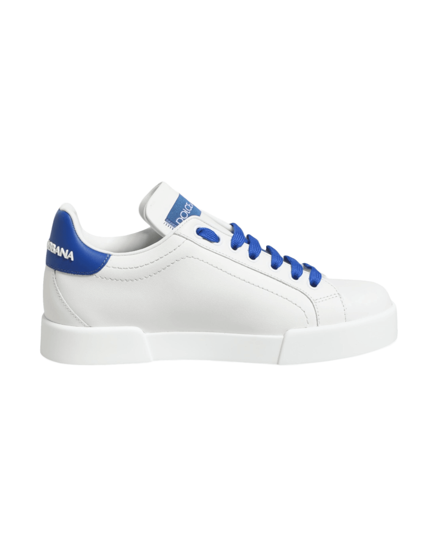 Dolce & Gabbana White Leather Blue Low Top Sneakers Shoes Glam Steals