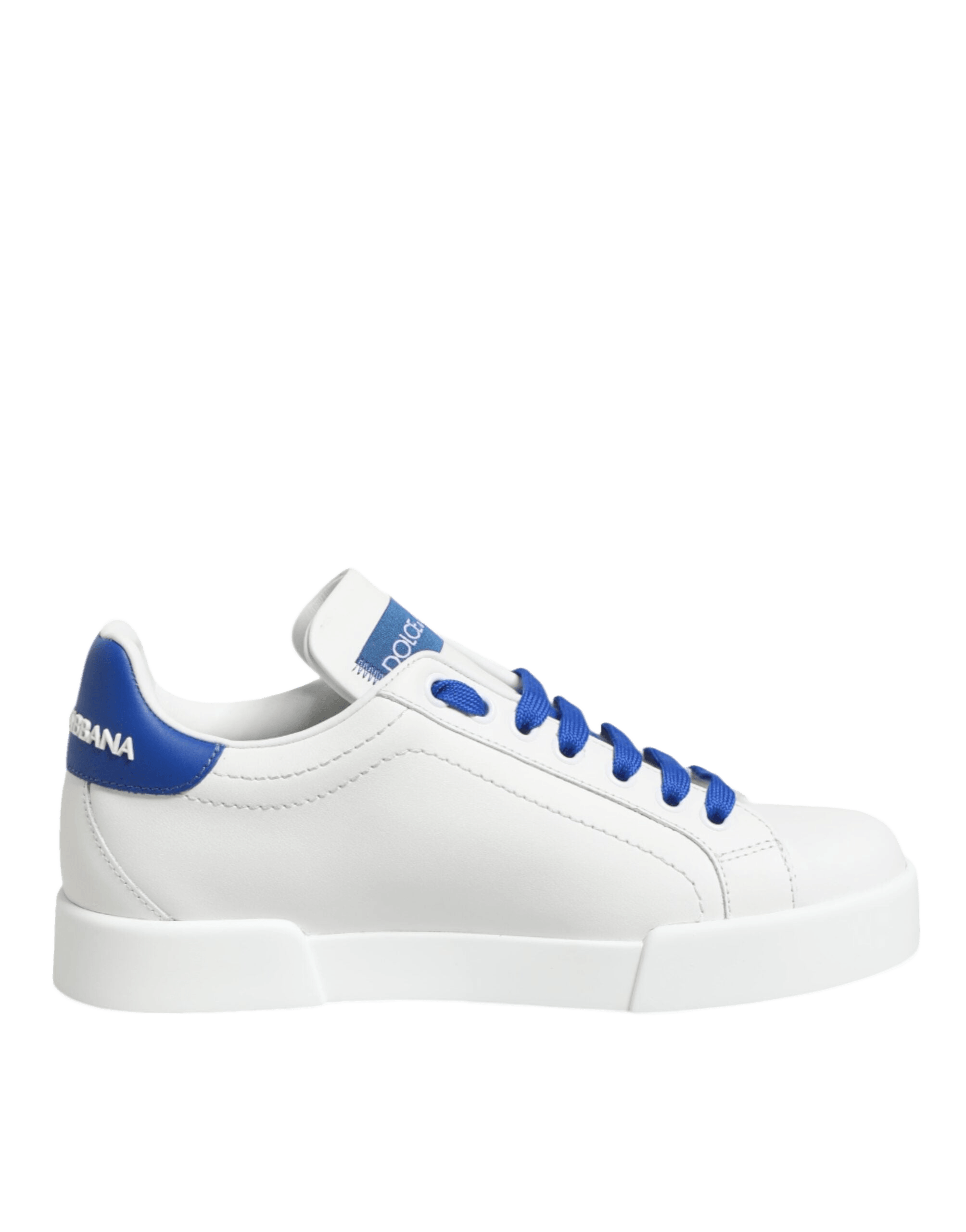 Dolce & Gabbana White Leather Blue Low Top Sneakers Shoes Glam Steals