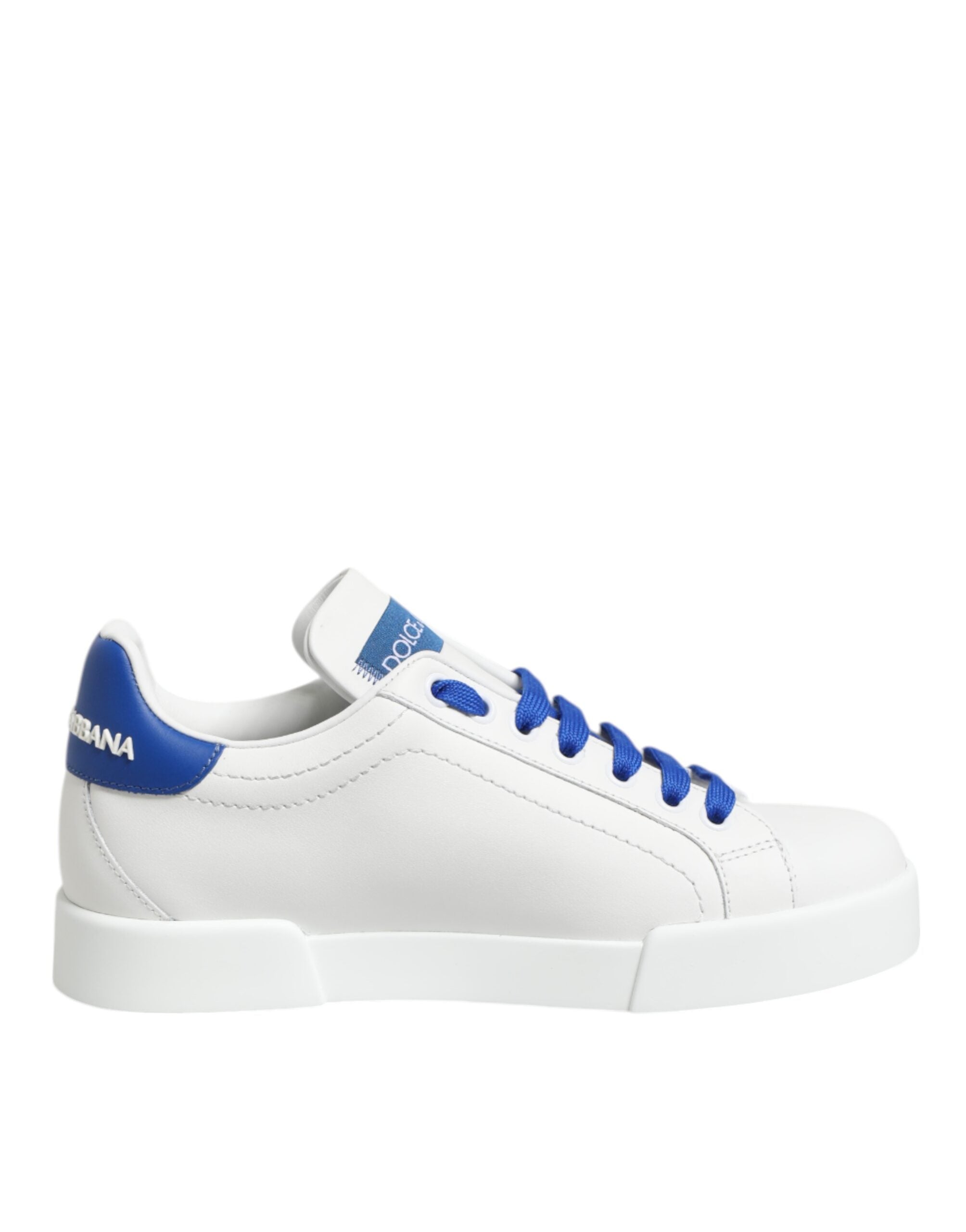 Dolce & Gabbana White Leather Blue Low Top Sneakers Shoes Glam Steals